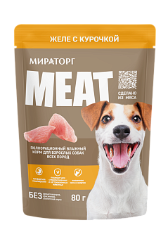 Корм консервированный полнорационный MEAT для взрослых собак всех пород "Желе с курочкой"
