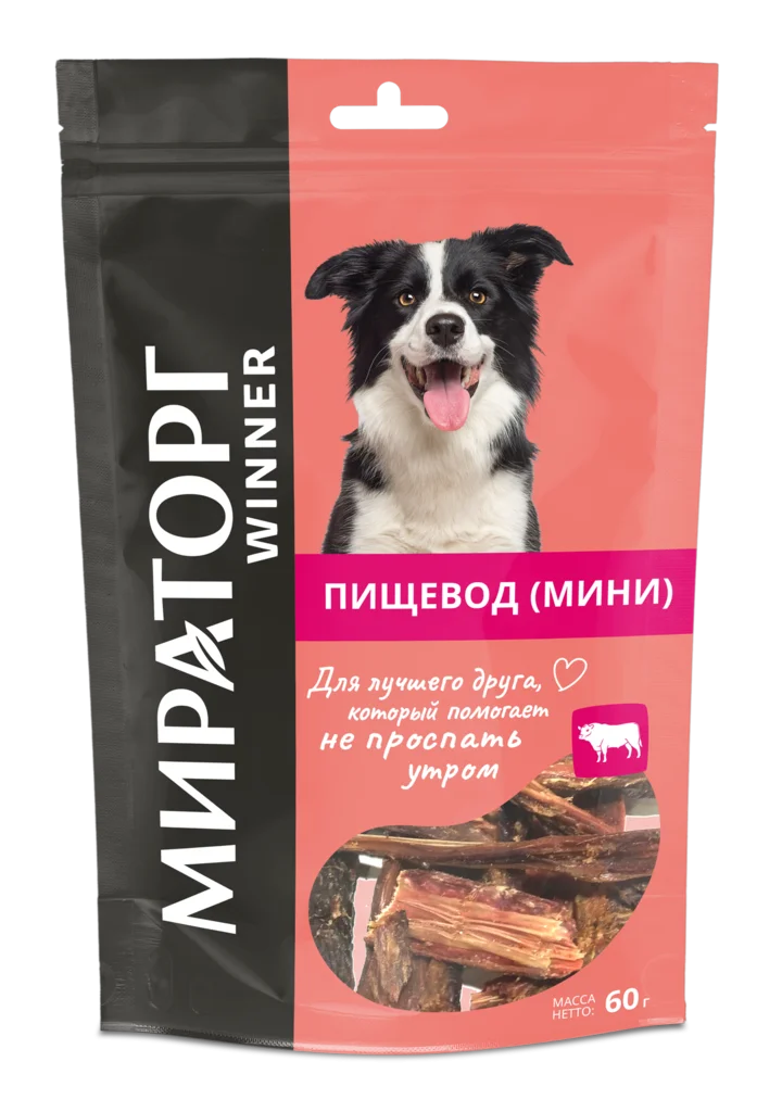 Лакомства для непродуктивных животных сушеный говяжий пищевод (мини)