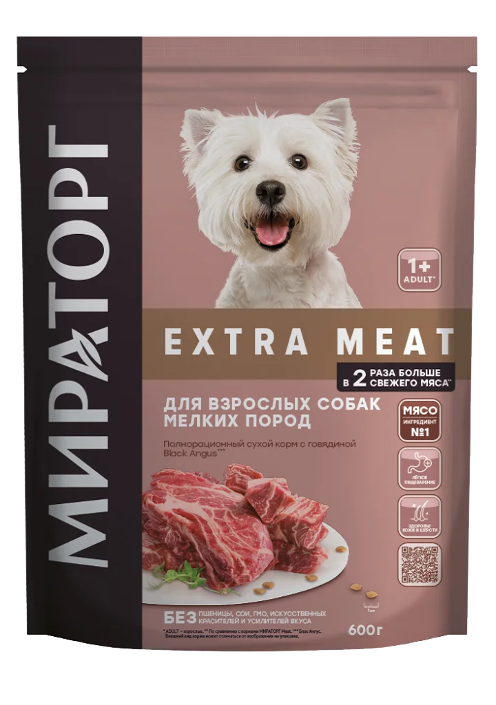 Полнорационный сухой корм с говядиной Black Angus для взрослых собак мелких пород старше 1 года